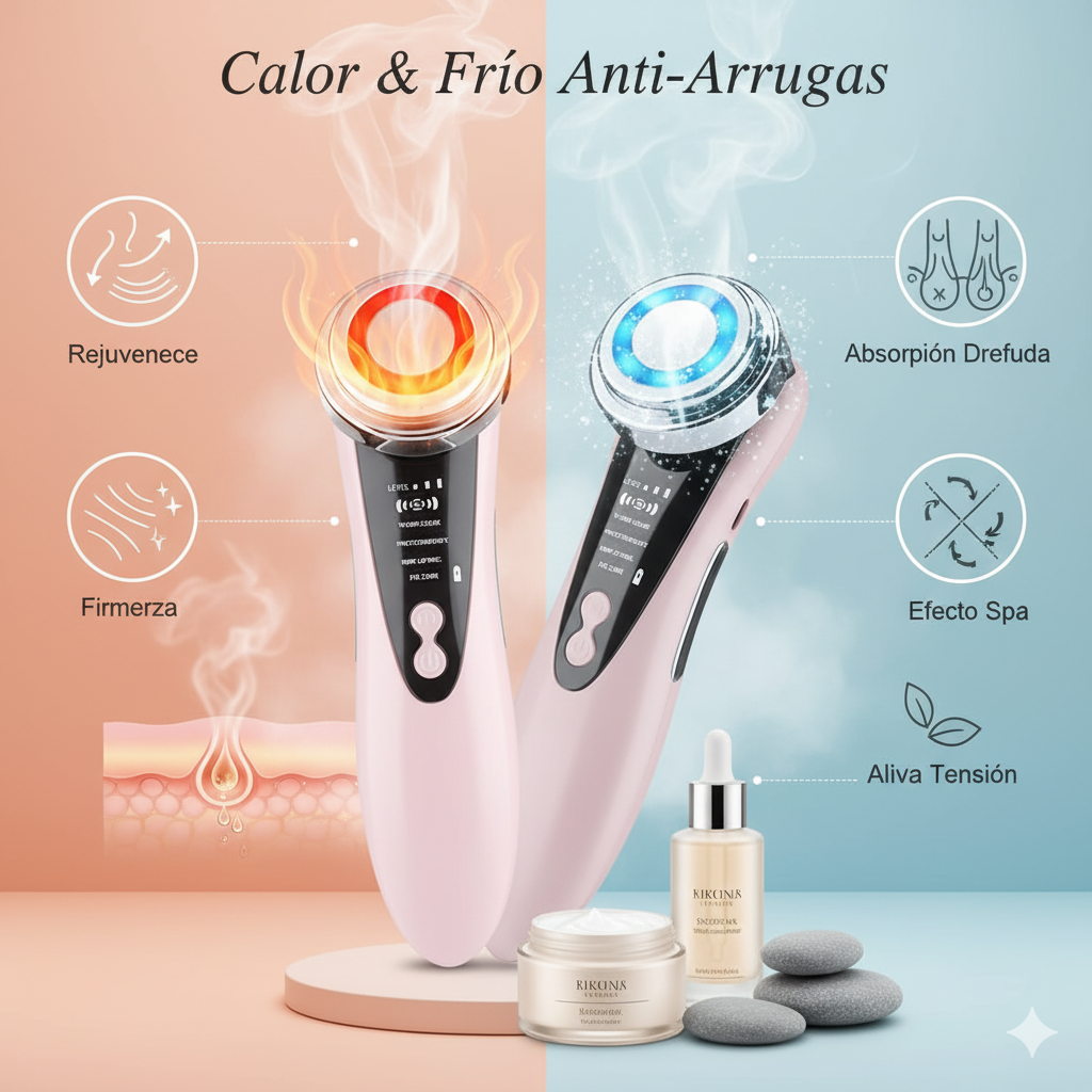 Masajeador facial con frío y calor antiarrugas